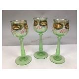 Antique Green Art Glass Goblets