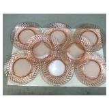 Diamond Quilt Pattern Pink Depression Glass Plates