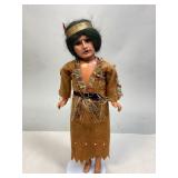 Bisque Head Female Native American Figurine