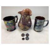 Assorted Iridescent Carnival Glass Collectibles