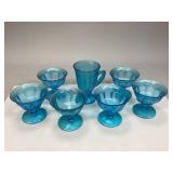 Vintage Aqua Blue Footed Dessert Glasses & More