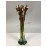 Iridescent Diamond & Rib Swung Carnival Glass Vase