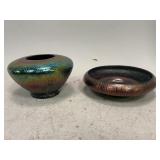 Iridescent Glass Vase and Bowl