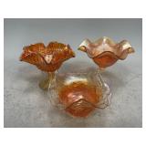 Marigold Luster Ruffled Compotes and Bowl