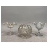 Iridescent Compotes and Rose Bowl