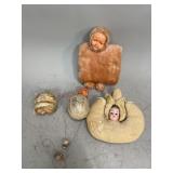 Antique Doll Rattles, Pin Cushions, & Hand Warmer