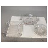 Assorted EAPG Clear Glass Plate, Platter & Bowl