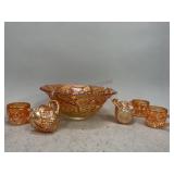 Marigold Luster Whirling Star Punch Bowl