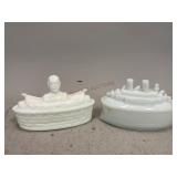 Admiral George Dewey & Navy Ship Candy Dishes