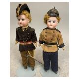 Bisque Head Dolls in Military Uniforms