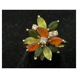 18K Gold Ring with Diamonds and Gemstones