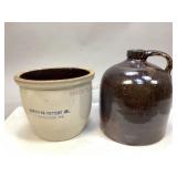 Hawthorn Pottery Co. Crock & Salt Glazed Jug