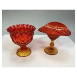 Vintage Amberina Glass Compote Dishes