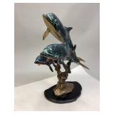 Dolphin Trio on Wave Bronze Sculpture