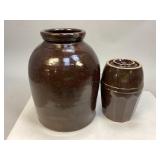 Antique Brown Stoneware Canning Jar & Crock