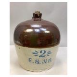 2-Gallon E.S.&B. Salt-Glazed Stoneware Jug