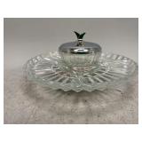 Clear Glass Lazy Susan Divided Serving Dish