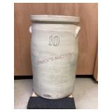 Vintage 10-Gallon Glazed Stoneware Crock