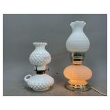 Milk Glass Lamp and Hobnail Oil Lamp