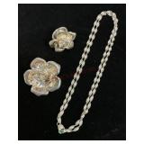 Sterling Silver Pin, Ring and Necklace