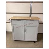 Grey Wooden Kitchen Island