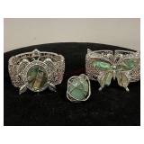 Bangles with Mother of Pearl and Ornate Ring