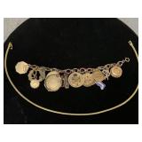 Gold Tone Necklace and Charm Bracelet