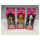 Three Pez Fuzzy Friends Dispensers & Candy