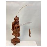 Chinese Hand-Carved Wooden Fisherman Figurine