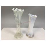 Vintage Opalescent Glass Swung Vases