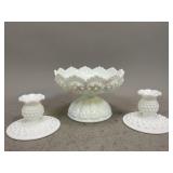 Fenton Milk Glass Hobnail Candle Holders