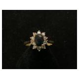 14K Gold Ring with Gemstone and Diamonds