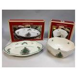 Two Spode Christmas Tree Pattern Dishes