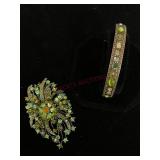Costume Jewelry Pin or Pendant and Bangle Bracelet