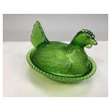 Avocado Green Hen on a Nest Covered Dish