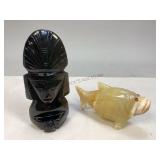 Two Hand-Carved Stone Figures