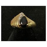 14K Gold Ring with Black Onyx and Diamond
