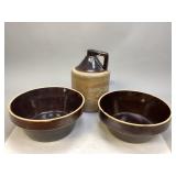 Vintage Stoneware Bowls & Handled Jug