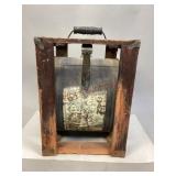 Brown Oil Co. Oil Can in Wood Frame- Late 1800