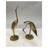 Vintage Solid Brass Crane Figurines