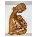 Vintage Hand-Carved Wooden Virgin Mary & Child