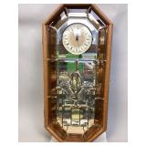Vintage Wooden Beveled Mirrored Glass Wall Clock