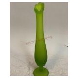 Frosted Green Small Swung Glass Bud Vase