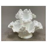Milk Glass Fenton Hobnail Epergne
