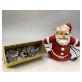 Vintage Flocked Glo-Lite Santa Wall Plaque & More