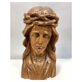 Hand-Carved Wooden Bust of Jesus Christ