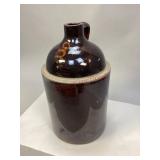 Vintage Brown-Glazed Stoneware Whiskey Jug