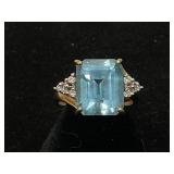 10K Gold Ring with Diamonds and Gemstone
