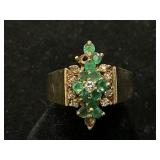 10K Gold Ring with Diamonds and Gemstones
