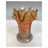 Vintage Carnival Glass Squat Vase